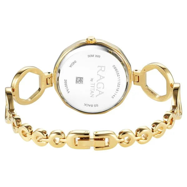 Titan Raga Viva Golden Dial Quartz Analog with Date Metal Strap Watch for Women ns2685ym01 / 2685ym01