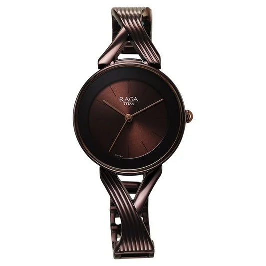 Titan Raga Chic Quartz Analog Brown Dial Metal Strap Watch for Women 2698qm01