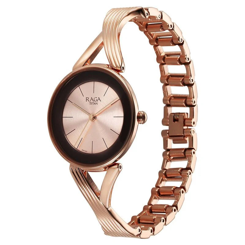 Titan Raga Chic Quartz Analog Rose Gold Dial Metal Strap Watch for Women 2698WM01