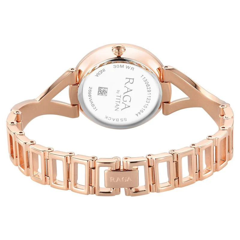 Titan Raga Chic Quartz Analog Rose Gold Dial Metal Strap Watch for Women 2698WM01