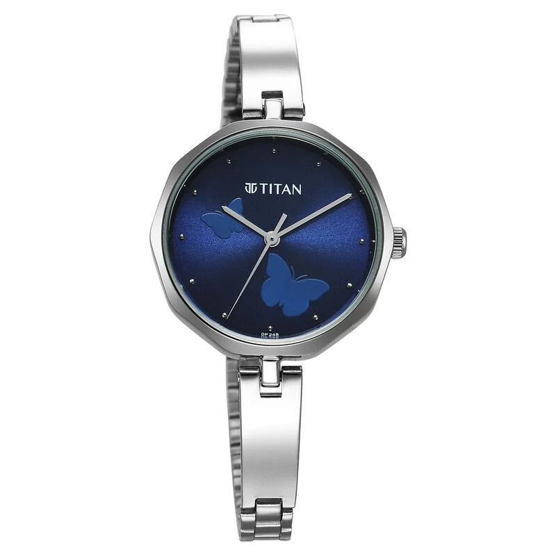 Titan Karishma Quartz Analog Blue Dial Stainless Steel Strap Watch for Women 2702SM02