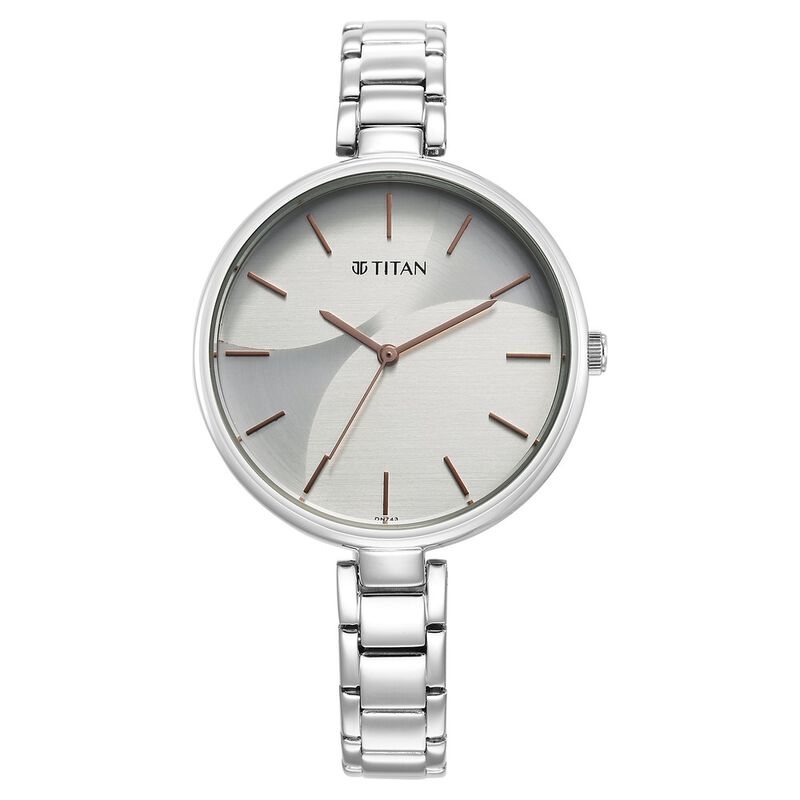 Titan Purple Stackables Quartz Analog Two Toned Dial Stainless Steel Strap Watch for Women 2714SM01F