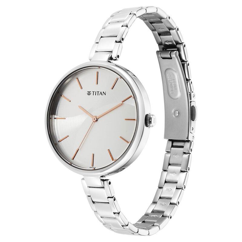 Titan Purple Stackables Quartz Analog Two Toned Dial Stainless Steel Strap Watch for Women 2714SM01F