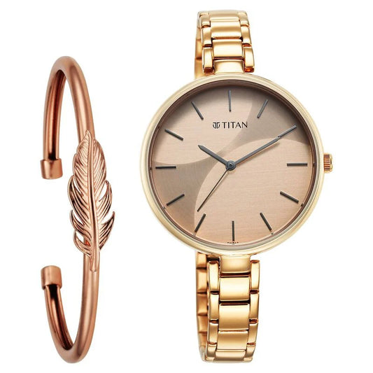 Titan Purple Stackables Quartz Analog Two Toned Dial Stainless Steel Strap Watch for Women 2714WM01F