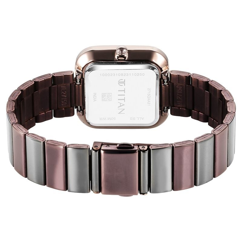 Titan Purple Stackables Quartz Analog Black Dial Stainless Steel Strap Watch for Women 2715KM01F