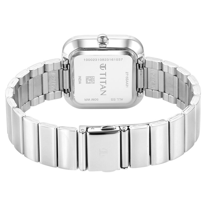 Titan Purple Stackables Quartz Analog White Dial Stainless Steel Strap Watch for Women 2715SM01F