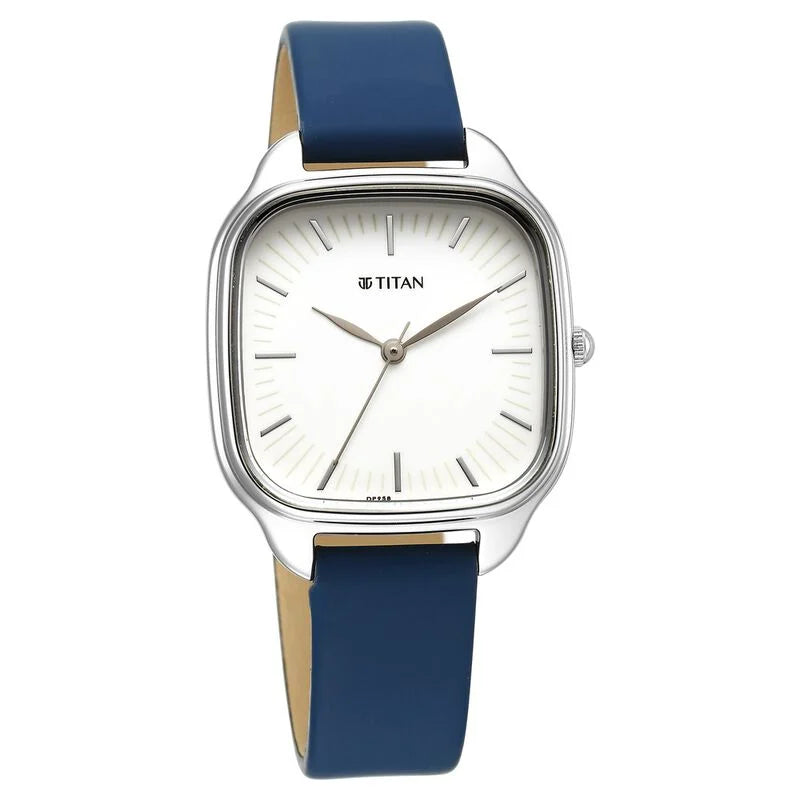 Titan Workwear Quartz Analog Beige Dial Green Leather Strap Watch For Women 2733SL02