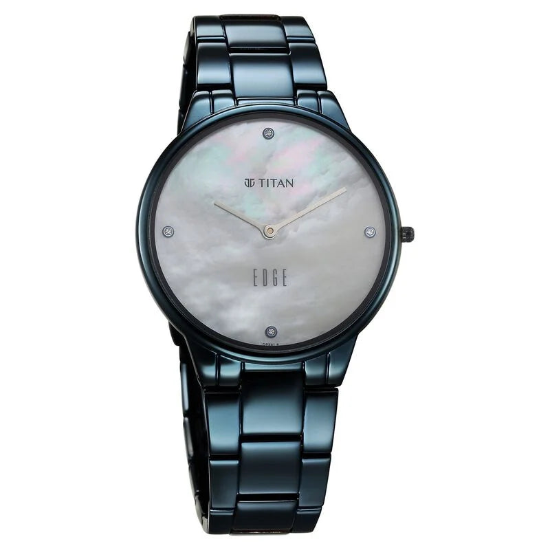 Titan Edge Metal Ladies Allure Quartz Analog Rich Mother Of Pearl Dial Stainless Steel Strap Watch For Women 2734QM01