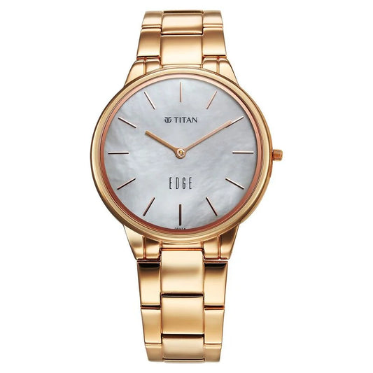 Titan Edge Metal Ladies Allure Quartz Analog Rich Mother Of Pearl Dial Stainless Steel Strap Watch For Women 2734WM01