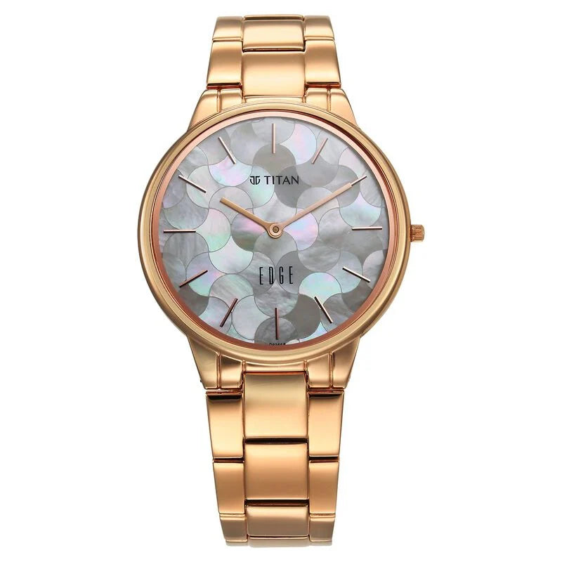 Titan Edge Metal Ladies Allure Quartz Analog Rich Mother Of Pearl Dial Stainless Steel Strap Watch For Women 2734WM02