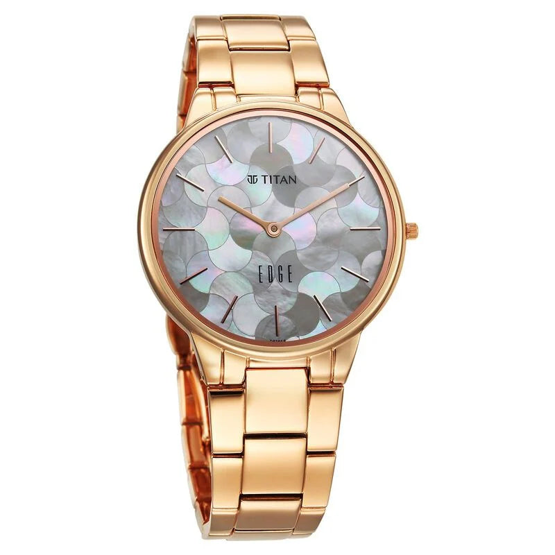 Titan Edge Metal Ladies Allure Quartz Analog Rich Mother Of Pearl Dial Stainless Steel Strap Watch For Women 2734WM02