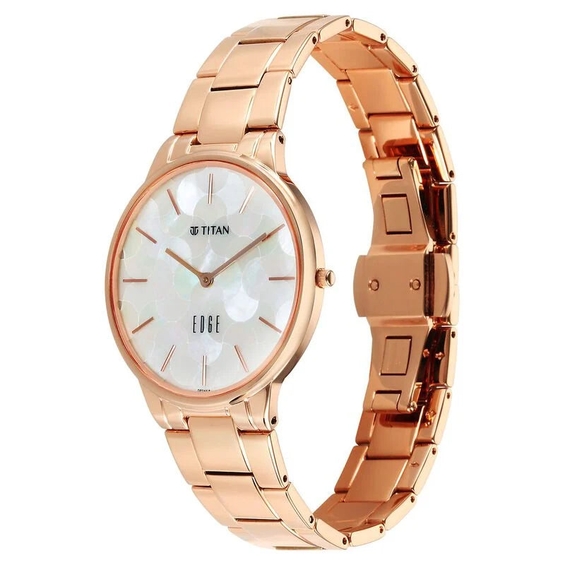 Titan Edge Metal Ladies Allure Quartz Analog Rich Mother Of Pearl Dial Stainless Steel Strap Watch For Women 2734WM02