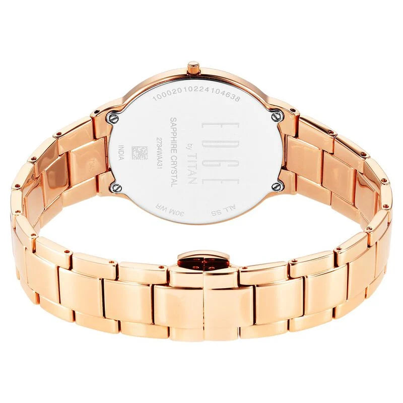 Titan Edge Metal Ladies Allure Quartz Analog Rich Mother Of Pearl Dial Stainless Steel Strap Watch For Women 2734WM02