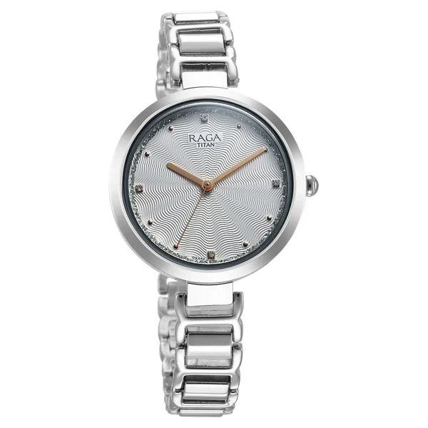 Titan Raga Memoirs Quartz Analog Silver Dial With Silver Color Metal Strap Watch For Women 2752sm01