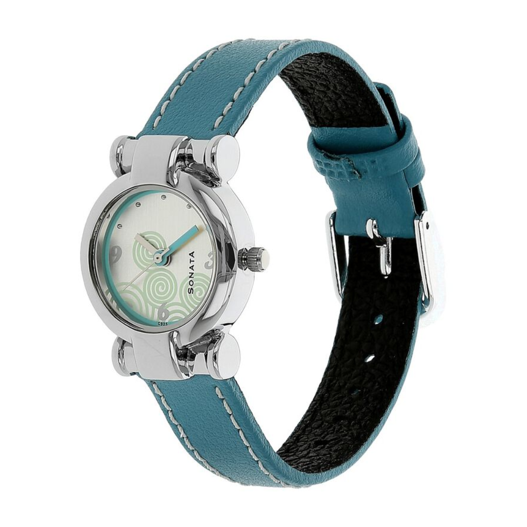 White Dial Blue Leather Strap Watch 8944SL01