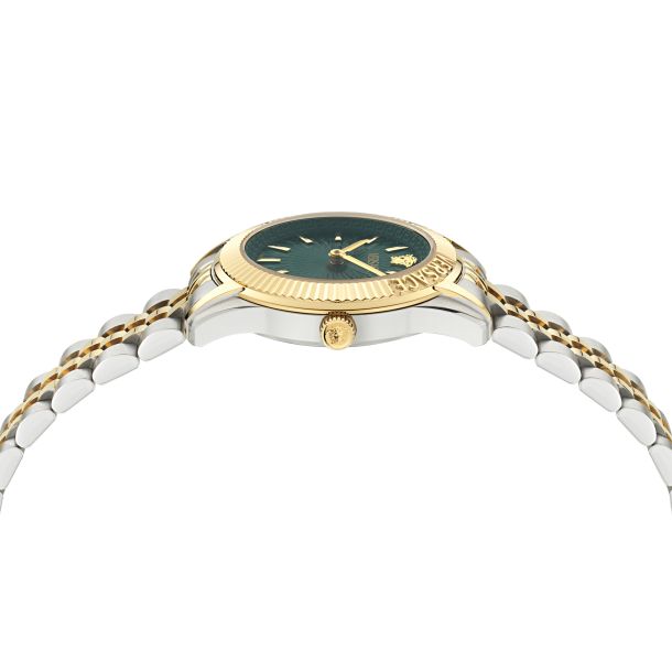 Versace Greca Time Petite Green Dial Two-Tone Stainless Steel Bracelet Watch 30mm - VE9CA0324