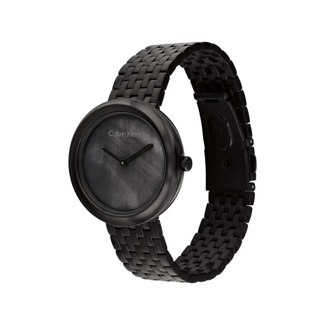 Twisted Bezel Quartz Black Round Dial Women's Watch - 25200323