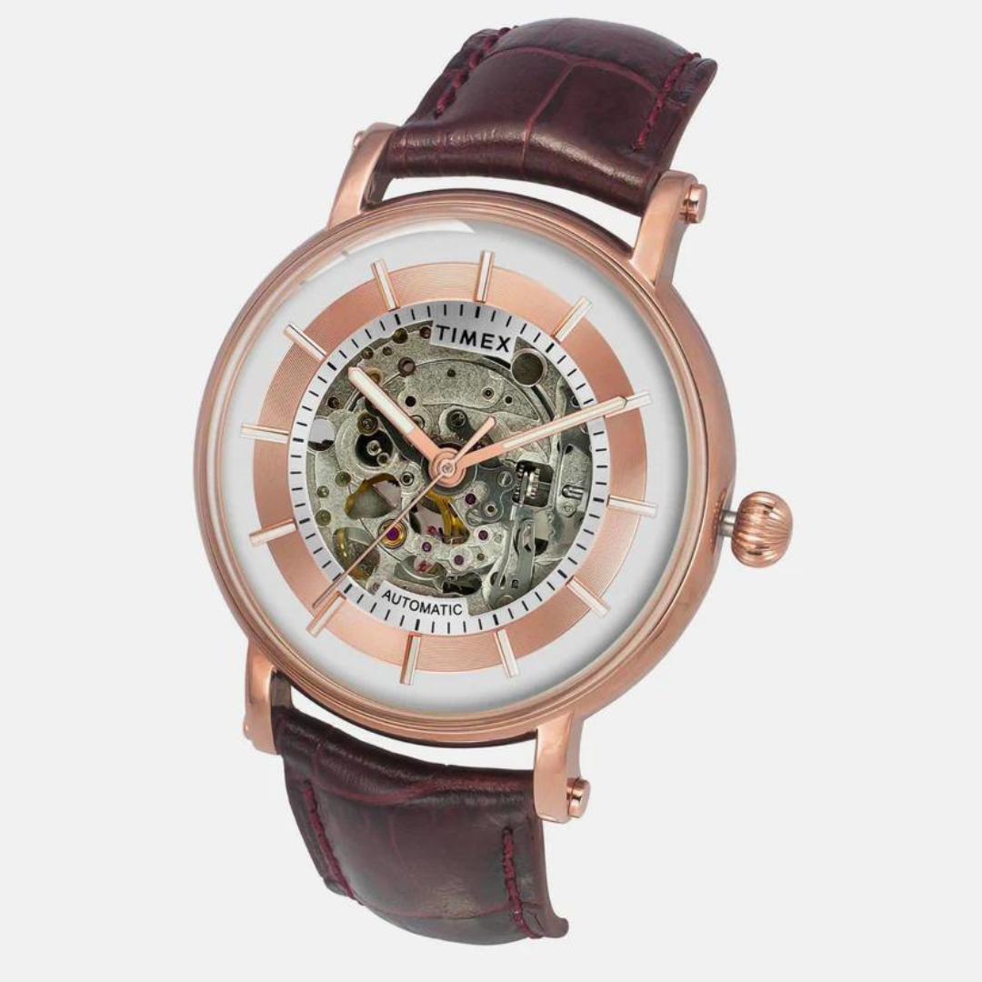 E Class Male Silver Analog Leather Watch TWEG16719