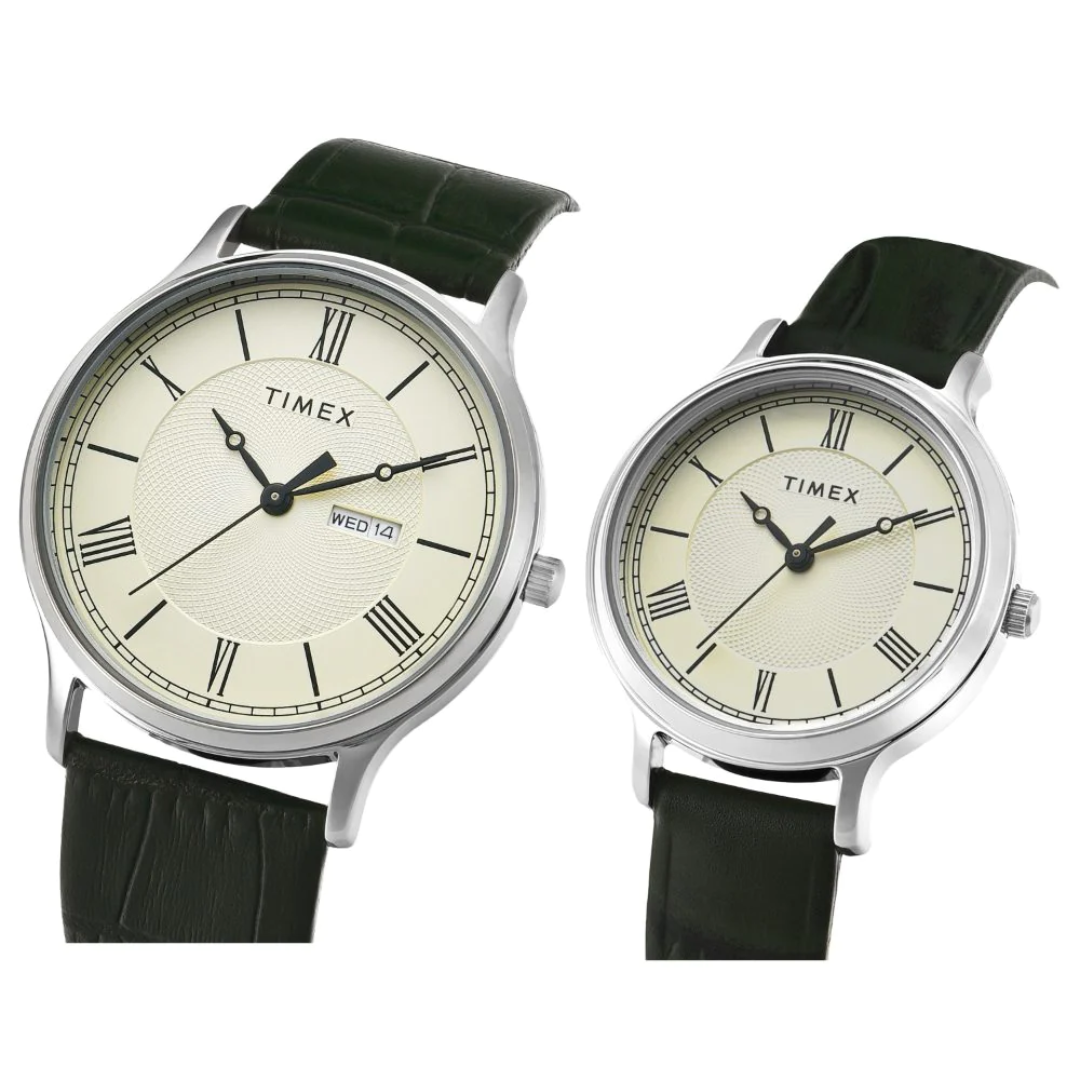 Timex Pairs Beige Round Analog Brass Dial Watch- TW00PR299