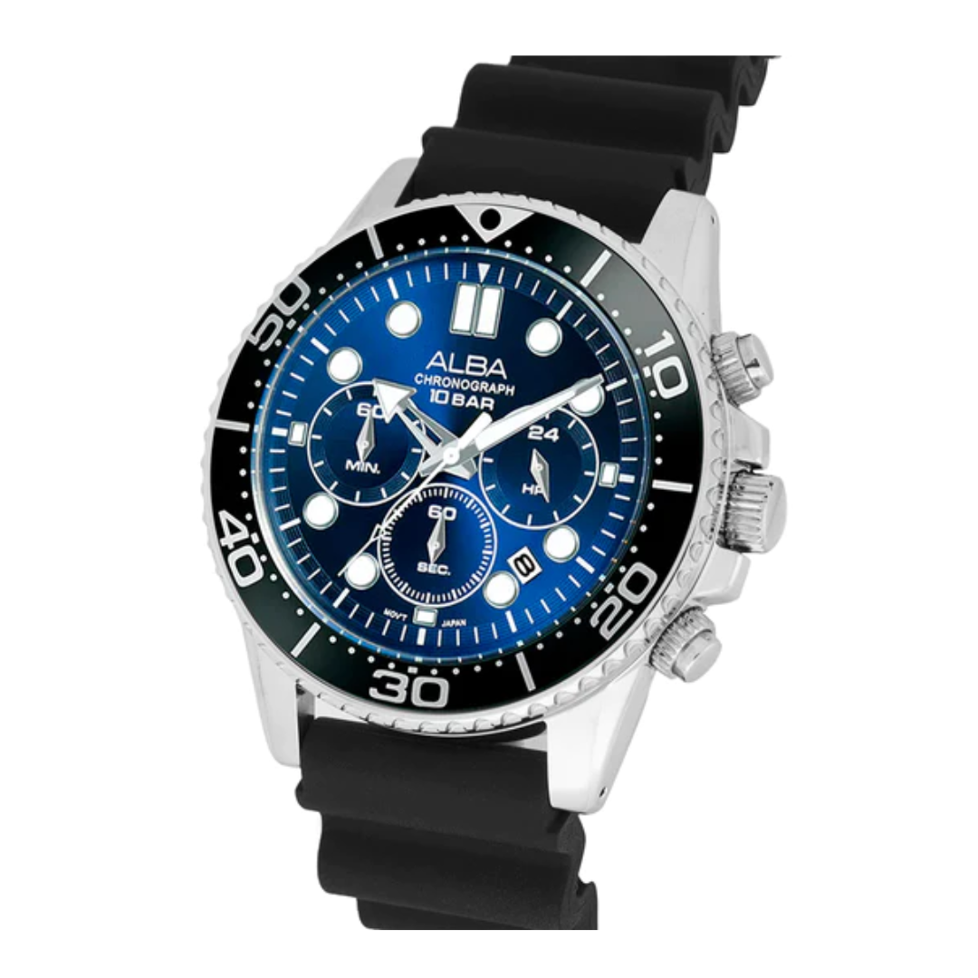 Alba Cobalt Blue Dial with Black Bezel Chronograph AT3J47X1