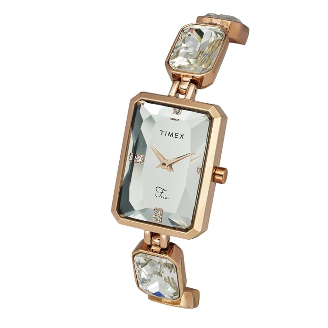 Timex Women Silver Rectangular Analog Dial Watch- TWEL16905