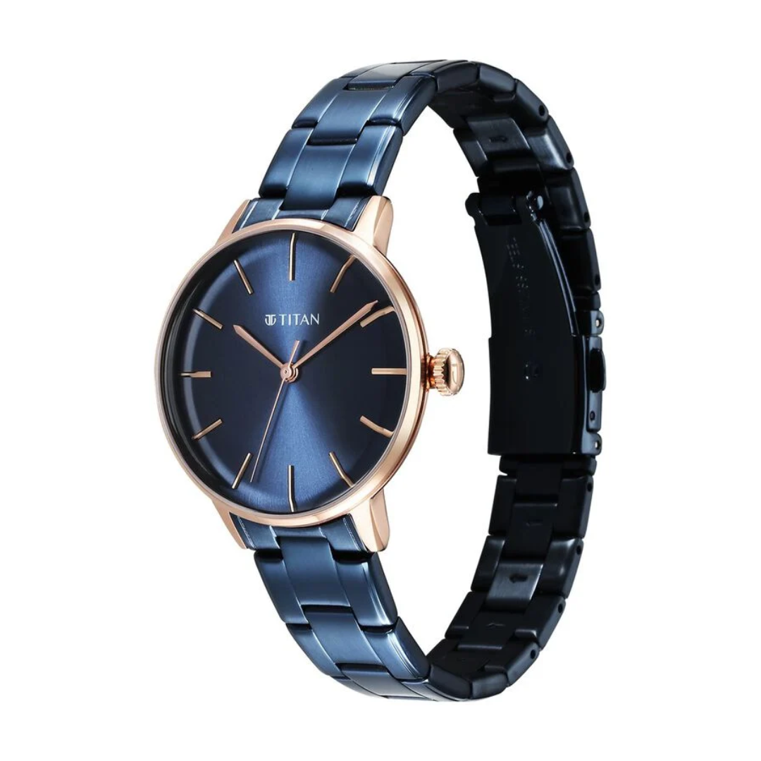 Titan TGIF Quartz Analog Blue Dial Blue Stainless Steel Strap Watch for Women 95248KM02 / NS95248KM02