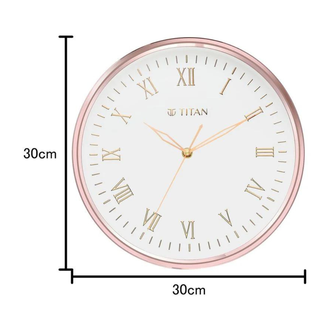 Classic Rose Gold Wall Clock with Silent Sweep Technology - 30.0 cm x 30.0 cm (Medium) NSW0001PA03