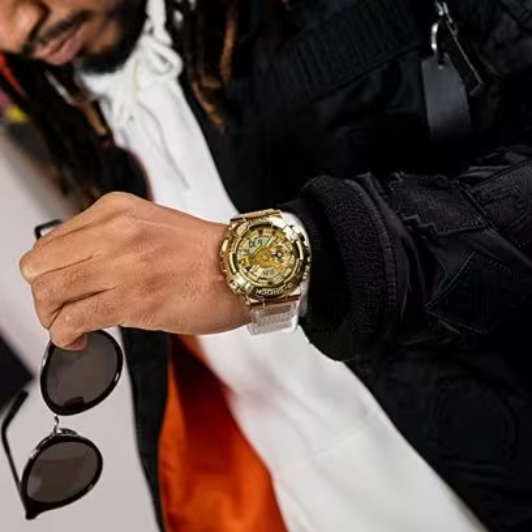 G shock best sale skeleton gold watch