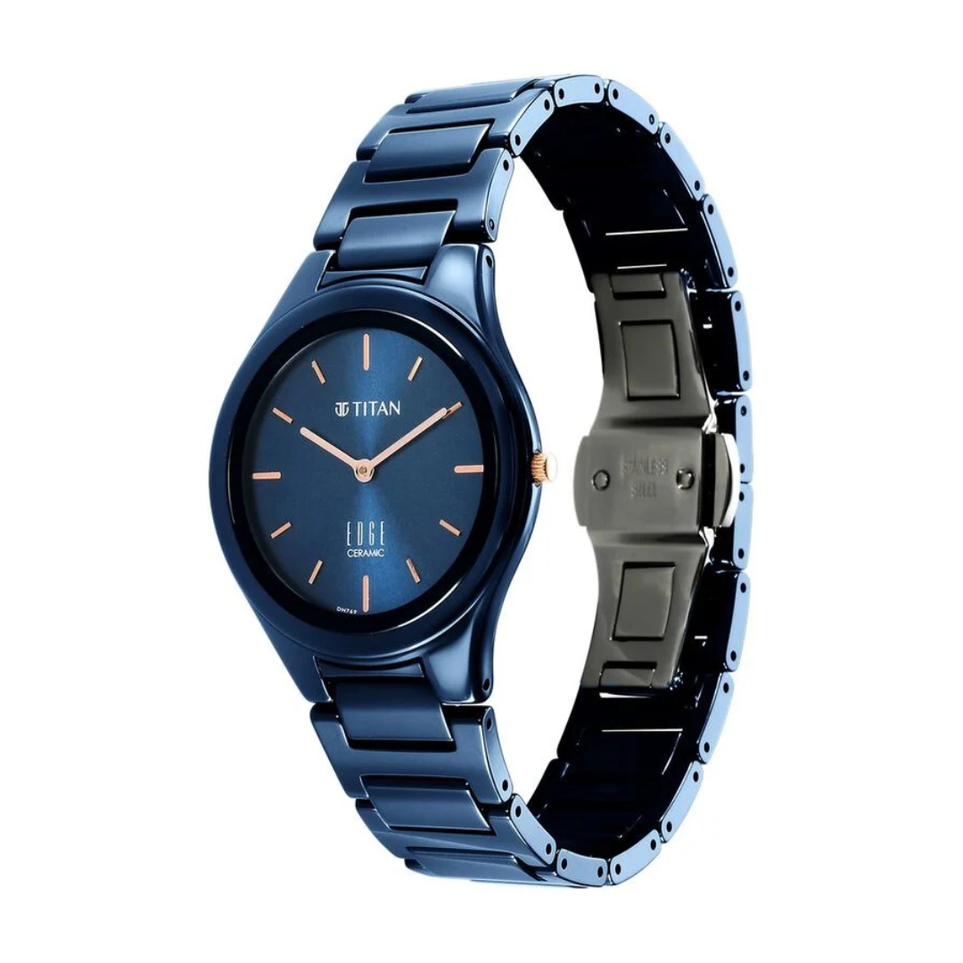 Titan Edge Ceramic Blue Dial Analog Ceramic Strap watch for Women 2653 KRISHNA WATCH COMPANY