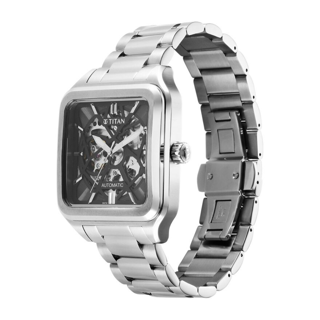 Titan Shaped Automatics Anthracite Dial Stainless Steel Strap for Men NS90162SM01