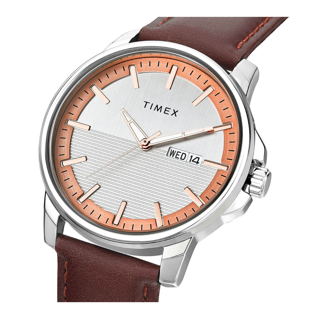 Timex Fashion Men's Silver Dial Round Case Day Date Function Watch -TWEG17210