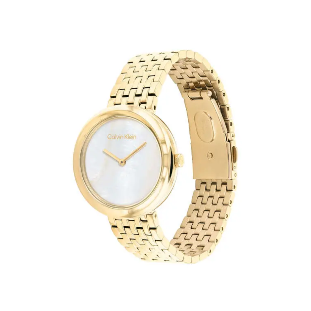 Twisted Bezel Quartz White Round Dial Women's Watch - 25200321