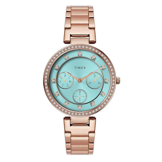 Timex Cosmic Stars Minimal Aqua Blue Dial Women's Watch TWEL18705