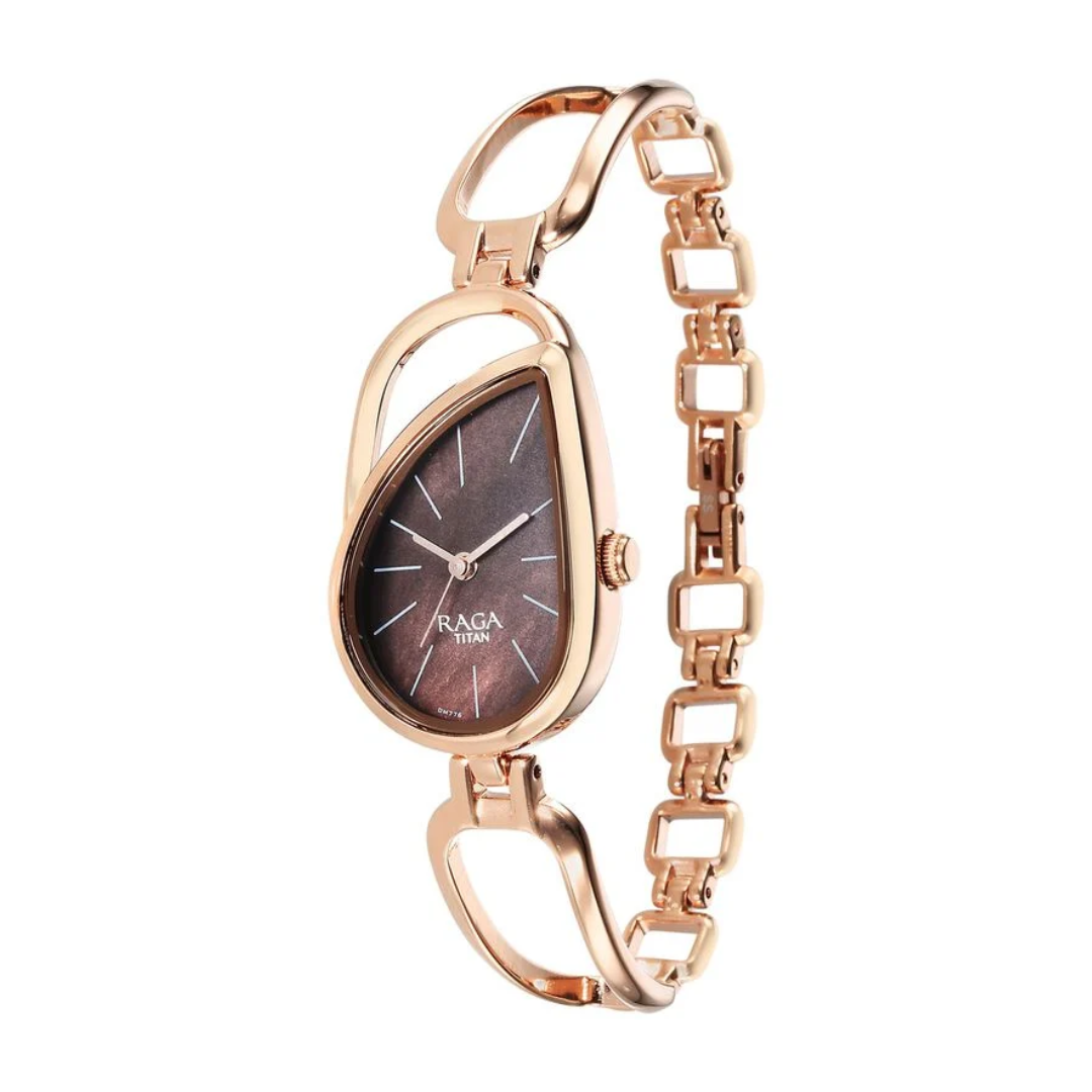 Titan Raga Chic Quartz Analog Brown Dial Rose Gold Metal Strap Watch for Women 2688WM01 / NS2688WM01