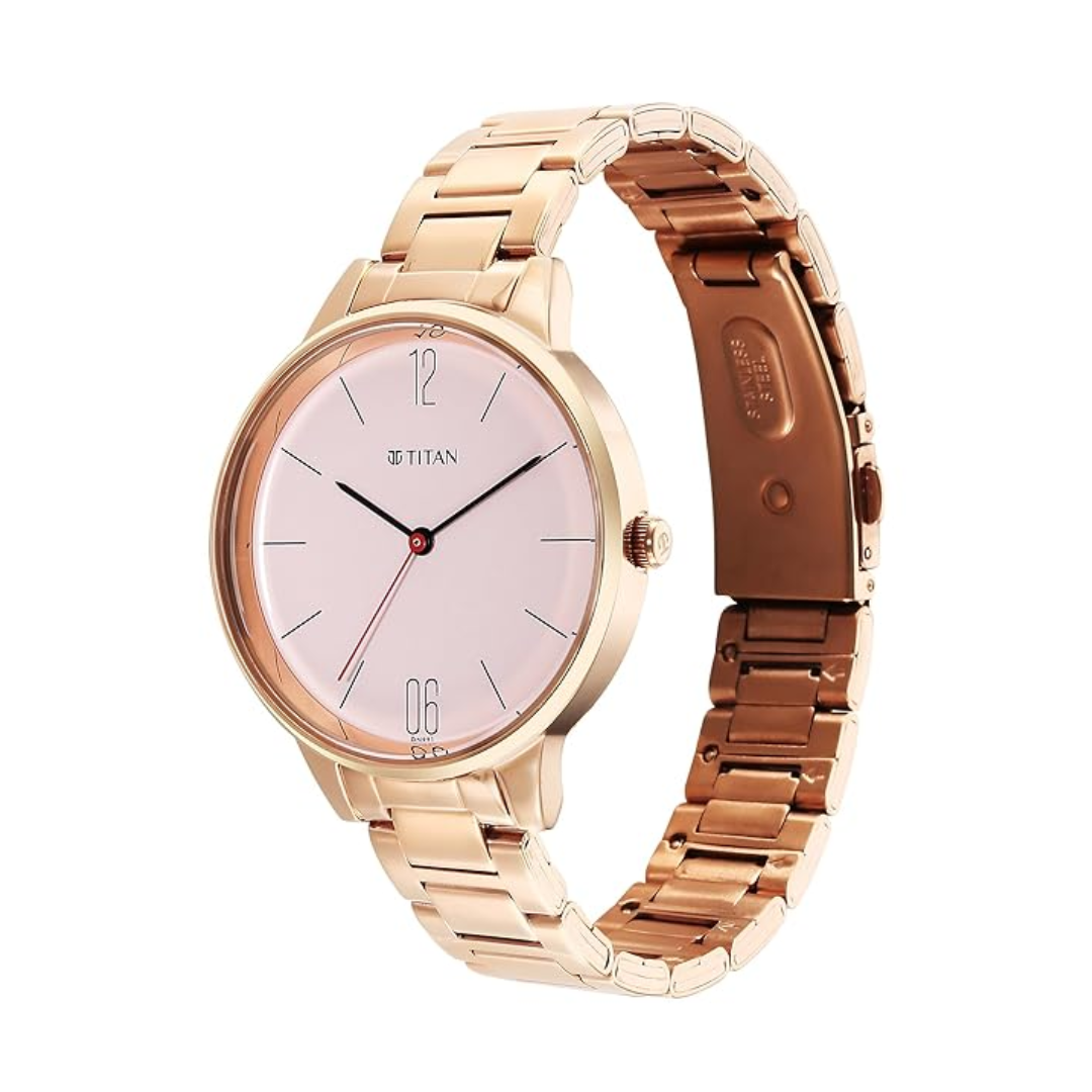 Titan Quartz Analog Rose Gold Dial Watch for Women 2648WM04 (DN991)