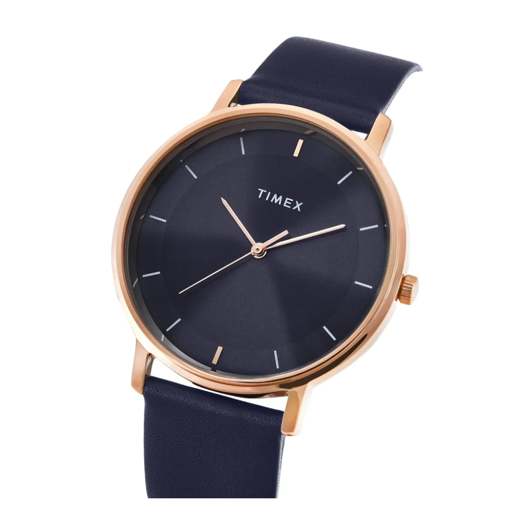 Timex Men Blue Round Analog Brass Dial Watch- TW0TG8015