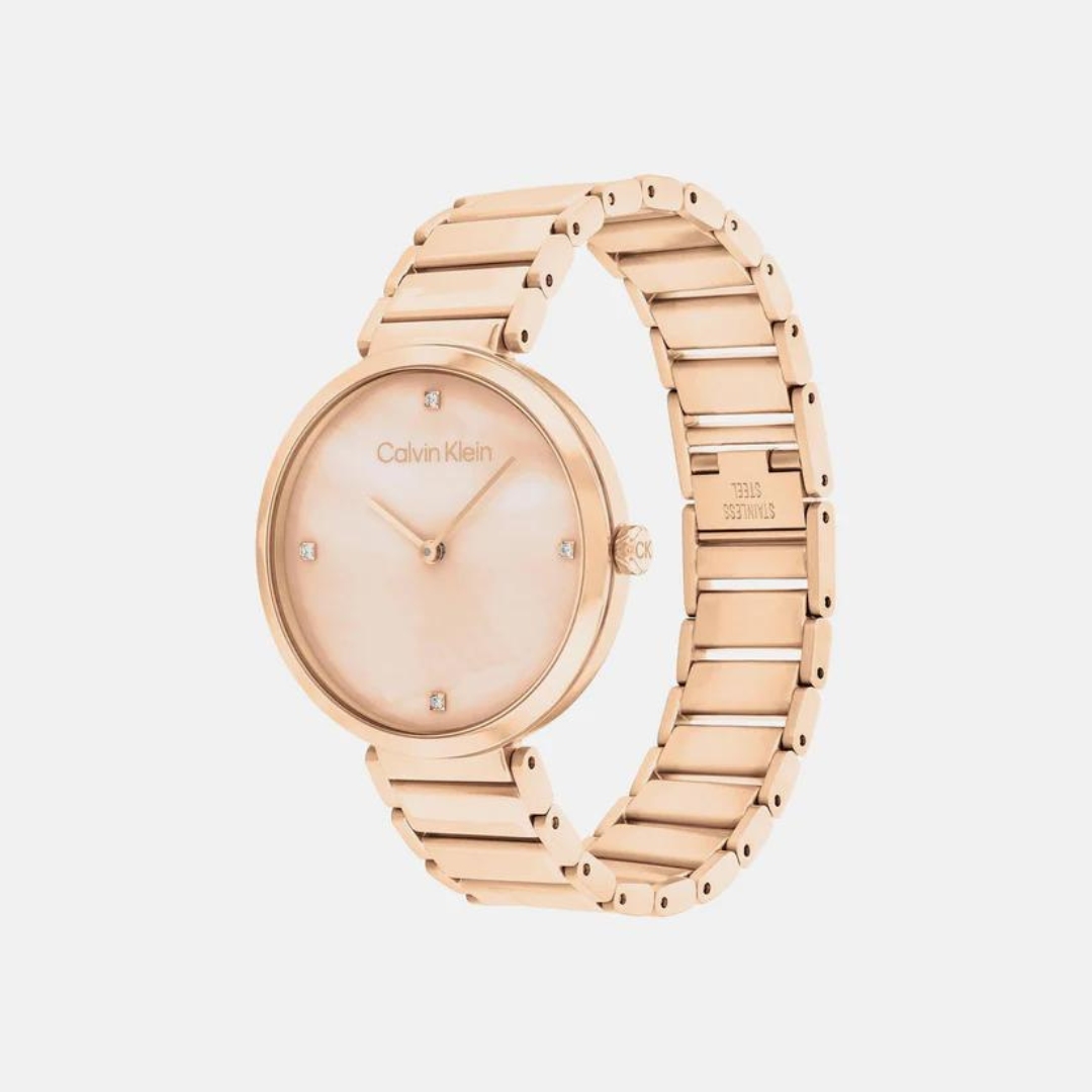 Minimalistic T-Bar Female Rose Gold Analog Stainless Steel Watch 25200429