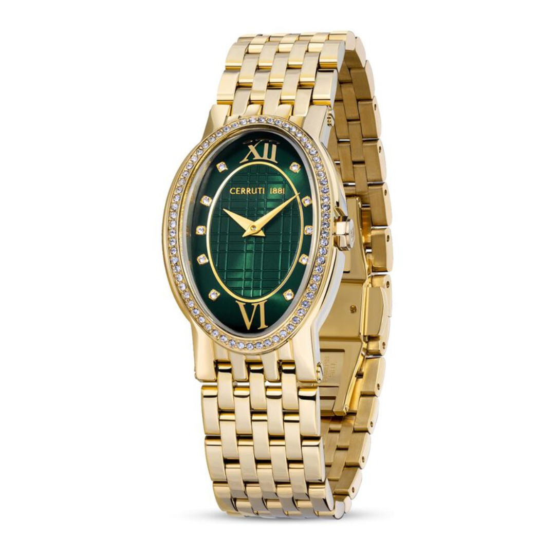 Cerruti 1881 Quartz Analog Green Dial Stainless Steel Strap Watch for Women CECIWLG2226104W