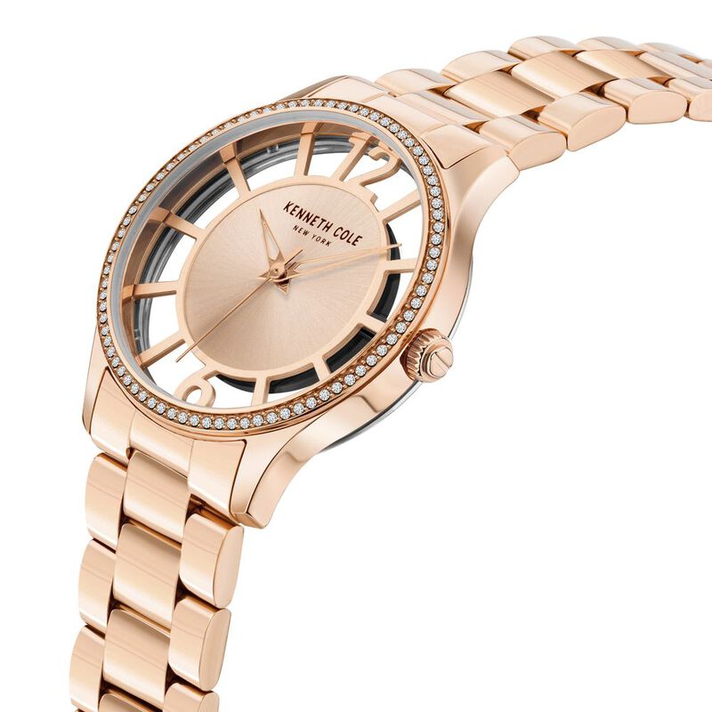 Kenneth Cole Quartz Analog Rose Gold Dial Stainless Steel Strap Watch for Women NEKCWLG2105603LD