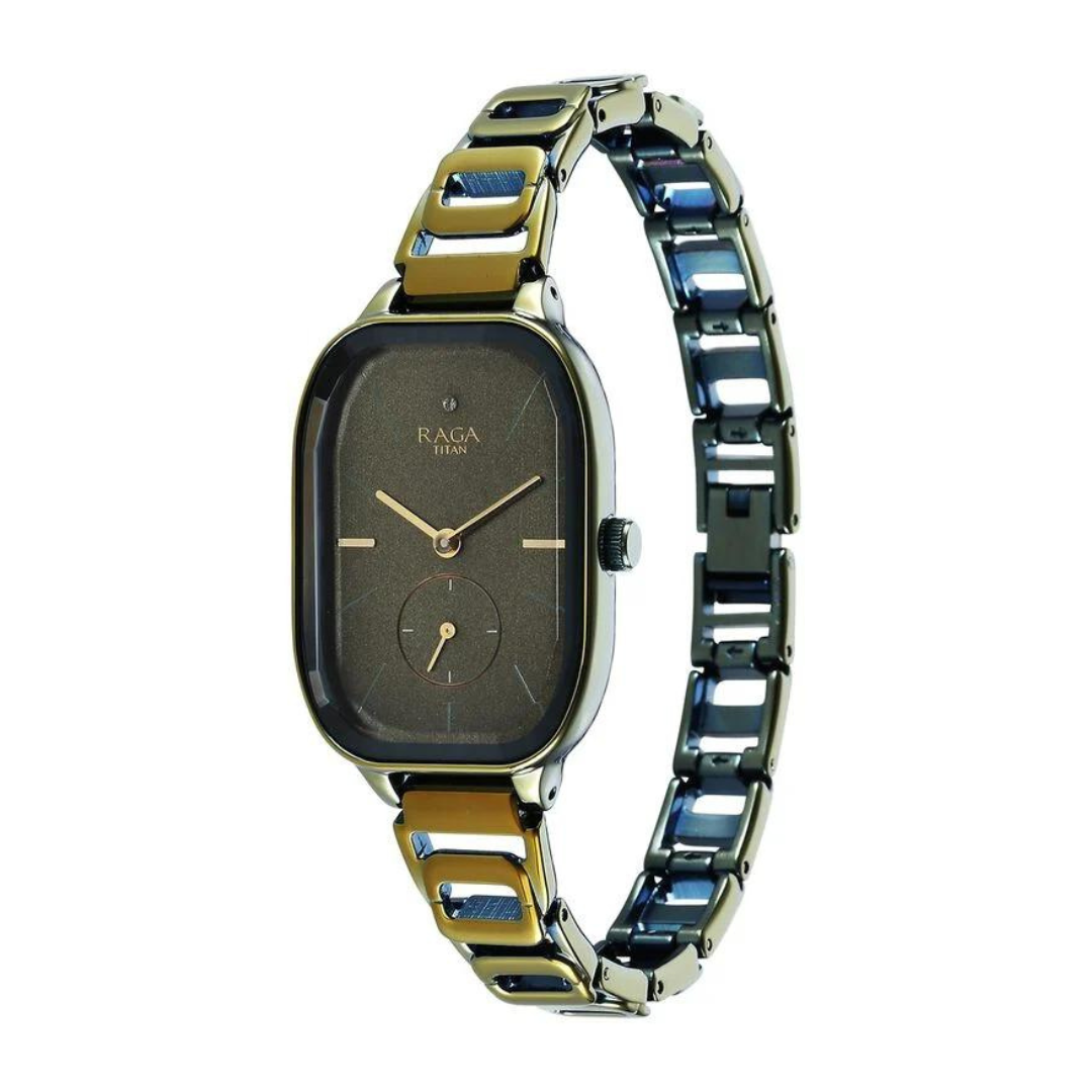 Titan Raga Chic Quartz Analog Green Dial Green Metal Strap Watch for Women 2687QM01 / NS2687QM01