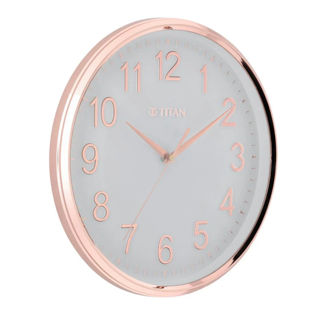 Titan Classic White Metallic Finish Wall Clock with Silent Sweep Technology - 30 cm x 30 cm (Medium) NCW0001PA02A