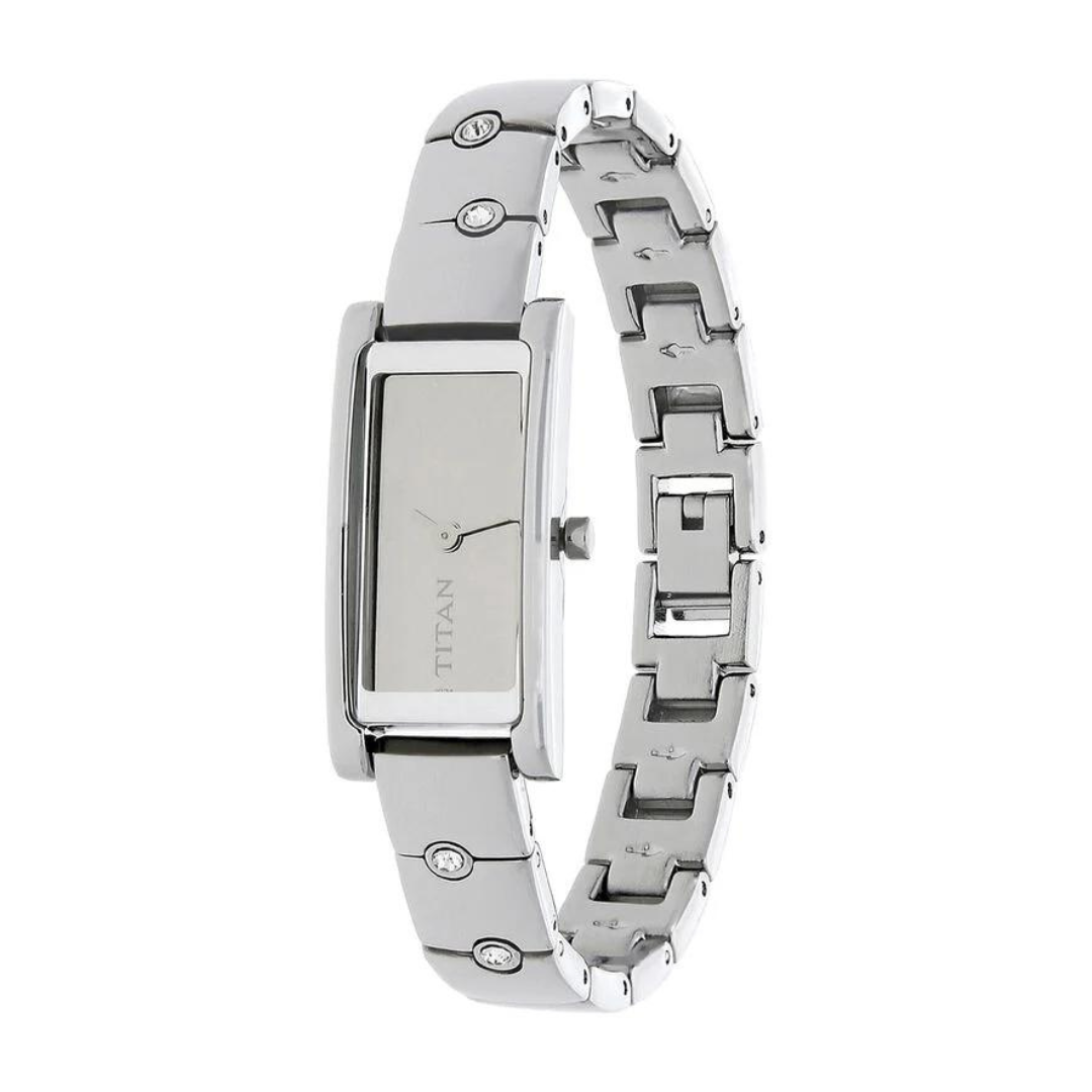 Titan Raga Silver Quartz Analog Stainless Steel Strap Watch for Women 9720SM01  / NS9720SM01