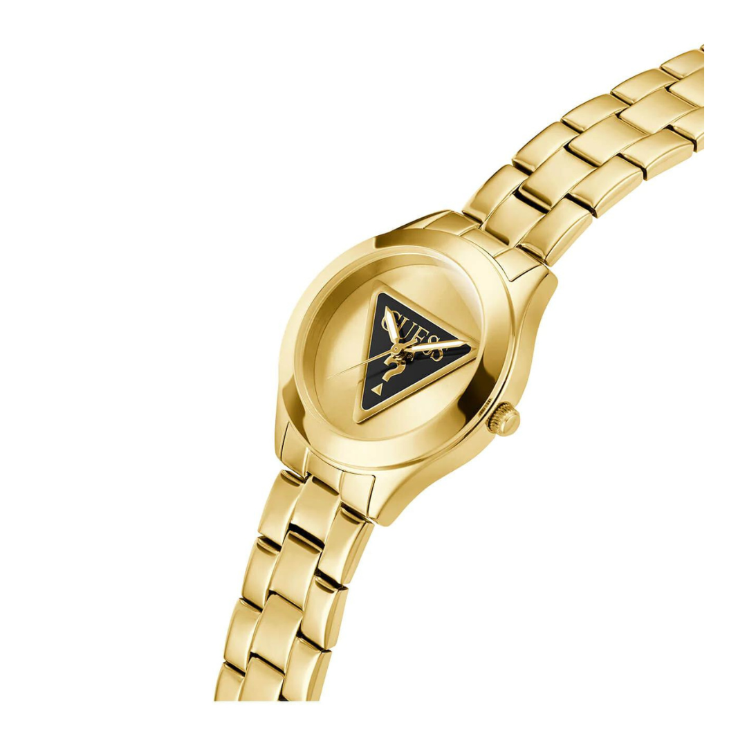 Gold Tri Plaque Black Link Watch GW0675L2