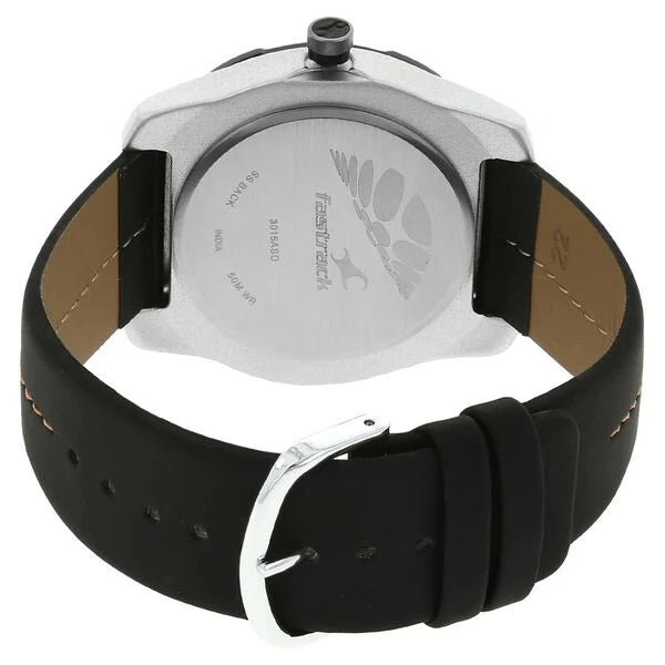 Fastrack Quartz Analog Silver Dial Leather Strap Watch for Guys ns3015al01 / 3015al01