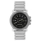 BLACK DIAL SILVER STAINLESS STEEL STRAP WATCH 3039SM02