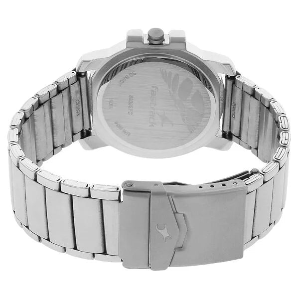 Fastrack Quartz Analog Silver Dial Stainless Steel Strap Watch for Guys np3039sm03 / 3039sm03