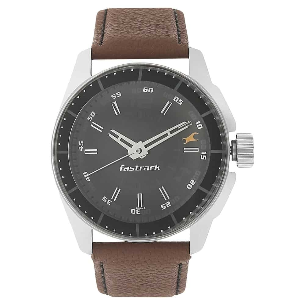 BLACK DIAL BROWN LEATHER STRAP WATCH 3089SL05