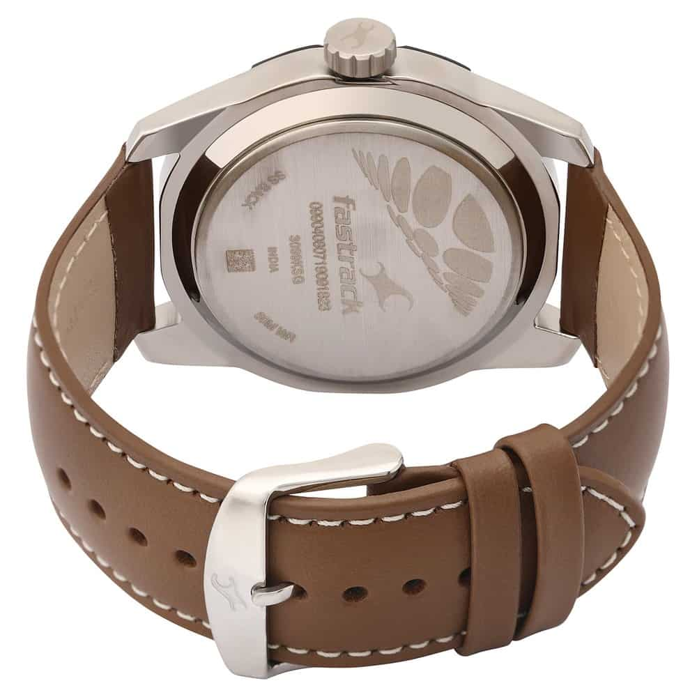 SILVER DIAL BROWN LEATHER STRAP WATCH 3099SL01