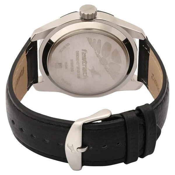 Fastrack Quartz Analog Black Dial Leather Strap Watch for Guys NS3099SL02