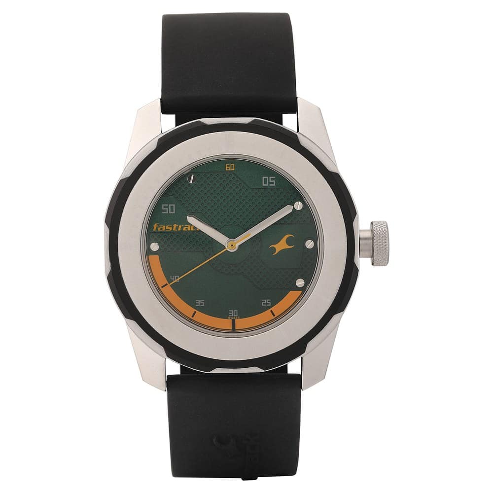 GREEN DIAL BLACK PLASTIC STRAP WATCH 3099SP06